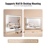VEVOR Lighted Makeup Mirror 3 Color w/ Bluetooth USB Desktop Wall-mount 55.1 cm