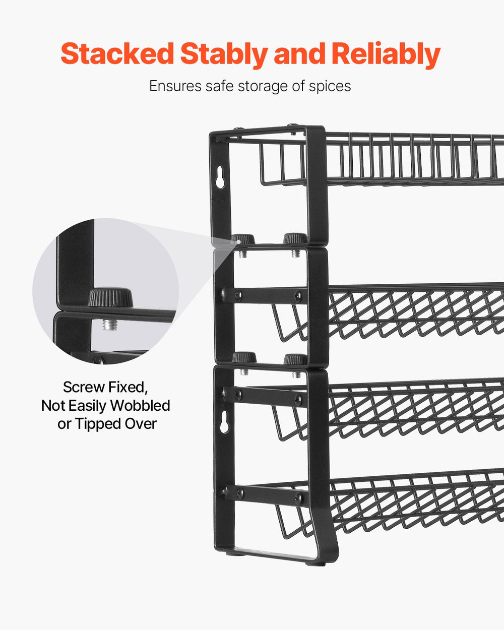 VEVOR Detachable Spice Rack Organizer for Cabinet, 4 Tie Stackable Seasoning Organizer, Spice Jars Kitchen Storage for Countertop Kitchen Pantry Cupboard, 15.8x10.7 in