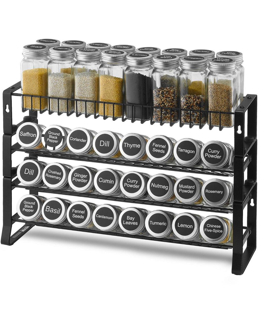VEVOR Detachable Spice Rack Organizer for Cabinet, 4 Tie Stackable Seasoning Organizer, Spice Jars Kitchen Storage for Countertop Kitchen Pantry Cupboard, 15.8x10.7 in