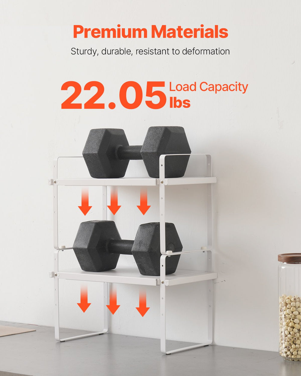VEVOR Adjustable Kitchen Cabinet Shelf Organizer, Expandable 2 Tier Cabinet Shelf, Stackable Countertop Organizers and Storage Shelf Risers, Pantry Organizers for Kitchen Bathroom Office, White