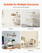 VEVOR Adjustable Kitchen Cabinet Shelf Organizer, Expandable 2 Tier Cabinet Shelf, Stackable Countertop Organizers and Storage Shelf Risers, Pantry Organizers for Kitchen Bathroom Office, White