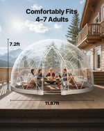 VEVOR Garden Dome Igloo, 3.6 x 2.2 m Outdoor Clear Bubble Tent for 4-7 Person, Weatherproof Geodesic Dome Greenhouse with Window, PVC Igloo Tent for Backyard Patios Camping Party Wedding