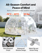 VEVOR Garden Dome Igloo, 3.6 x 2.2 m Outdoor Clear Bubble Tent for 4-7 Person, Weatherproof Geodesic Dome Greenhouse with Window, PVC Igloo Tent for Backyard Patios Camping Party Wedding