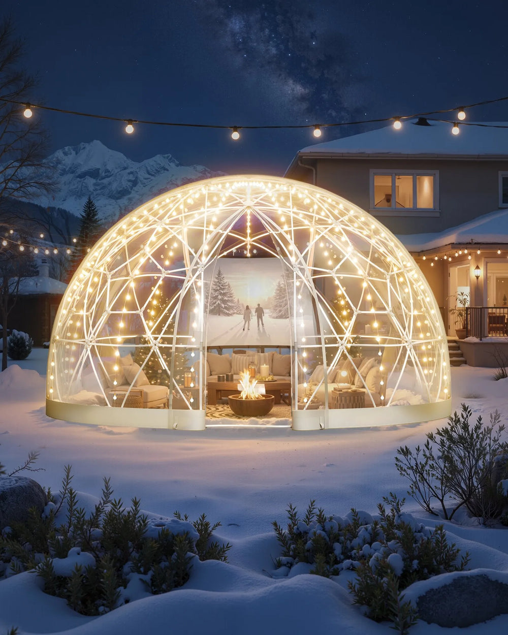 VEVOR Garden Dome Igloo, 3.6 x 2.2 m Outdoor Clear Bubble Tent for 4-7 Person, Weatherproof Geodesic Dome Greenhouse with Window, PVC Igloo Tent for Backyard Patios Camping Party Wedding