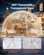 VEVOR Garden Dome Igloo, 4.5 x 2.7 m Outdoor Clear Bubble Tent for 4-7 Person, Weatherproof Geodesic Dome Greenhouse with Window, PVC Igloo Tent for Backyard Patios Camping Party Wedding
