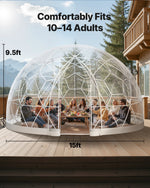 VEVOR Garden Dome Igloo, 4.5 x 2.7 m Outdoor Clear Bubble Tent for 4-7 Person, Weatherproof Geodesic Dome Greenhouse with Window, PVC Igloo Tent for Backyard Patios Camping Party Wedding