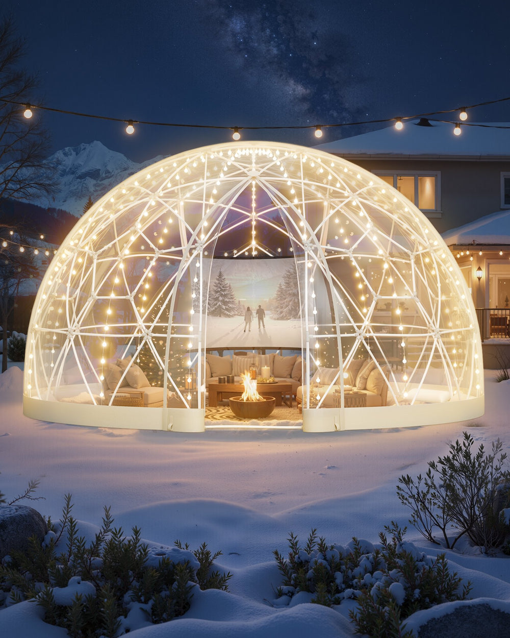 VEVOR Garden Dome Igloo, 4.5 x 2.7 m Outdoor Clear Bubble Tent for 4-7 Person, Weatherproof Geodesic Dome Greenhouse with Window, PVC Igloo Tent for Backyard Patios Camping Party Wedding
