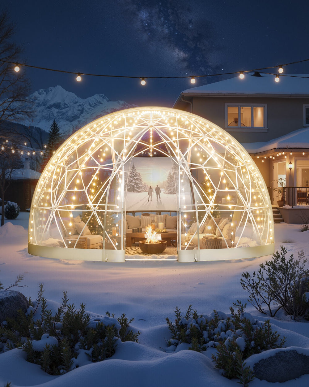 VEVOR Garden Dome Tent, 2.9 x 1.75 m Outdoor Clear Bubble Tent for 2-4 Person, Weatherproof Geodesic Dome Greenhouse with Window, PVC Igloo Tents for Backyard Patios Camping Party Wedding