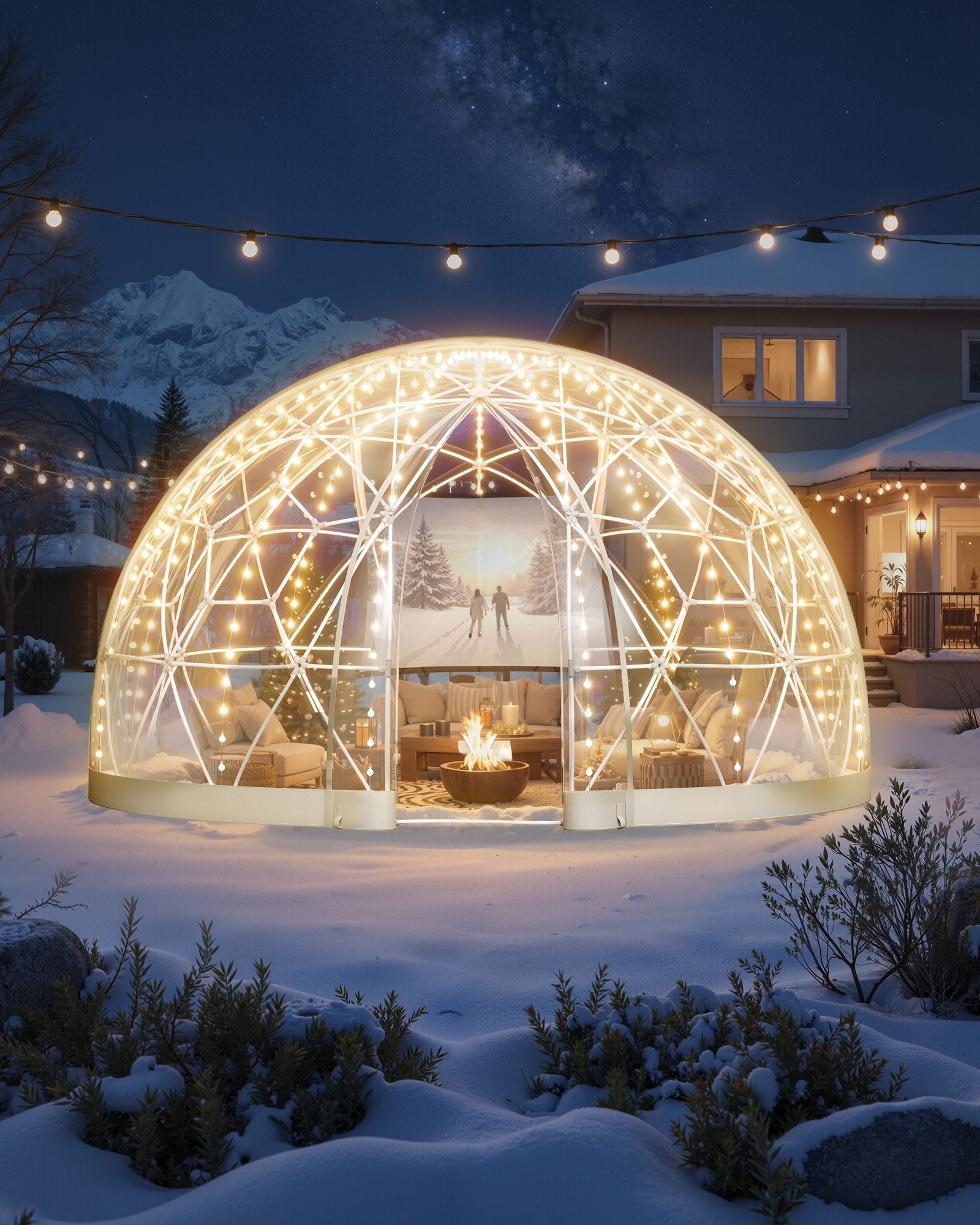 VEVOR Garden Dome Tent, 2.9 x 1.75 m Outdoor Clear Bubble Tent for 2-4 Person, Weatherproof Geodesic Dome Greenhouse with Window, PVC Igloo Tents for Backyard Patios Camping Party Wedding
