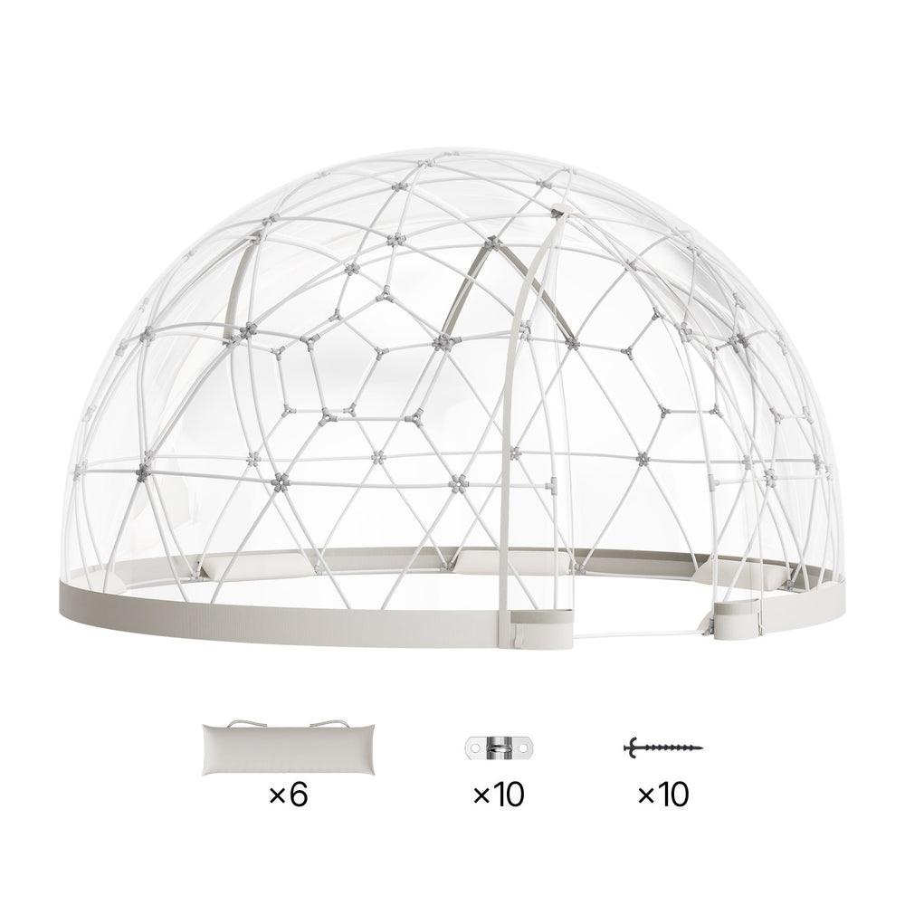 VEVOR Garden Dome Tent, 2.9 x 1.75 m Outdoor Clear Bubble Tent for 2-4 Person, Weatherproof Geodesic Dome Greenhouse with Window, PVC Igloo Tents for Backyard Patios Camping Party Wedding