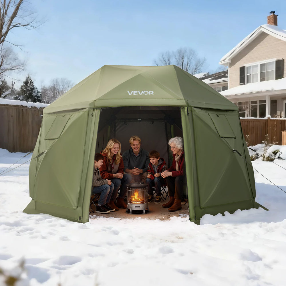 VEVOR Pop up Gazebo Screen Tent, 3.96 x 3.96 m, 13-Sided Spherical Camping Canopy Tent with Removable Top & Carry Bag, Quick-Set & Bite-Proof, Screen House Sun Shelter for 10-12 Persons, Green