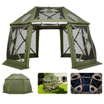 VEVOR Pop up Gazebo Screen Tent, 3.96 x 3.96 m, 13-Sided Spherical Camping Canopy Tent with Removable Top & Carry Bag, Quick-Set & Bite-Proof, Screen House Sun Shelter for 10-12 Persons, Green