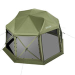 VEVOR Pop up Gazebo Screen Tent, 3.96 x 3.96 m, 13-Sided Spherical Camping Canopy Tent with Removable Top & Carry Bag, Quick-Set & Bite-Proof, Screen House Sun Shelter for 10-12 Persons, Green