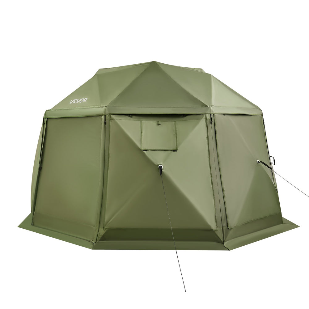 VEVOR Pop up Gazebo Screen Tent, 3.96 x 3.96 m, 13-Sided Spherical Camping Canopy Tent with Removable Top & Carry Bag, Quick-Set & Bite-Proof, Screen House Sun Shelter for 10-12 Persons, Green
