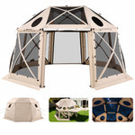 VEVOR Pop up Gazebo Screen Tent, 4.57 x 4.57 m, 13-Sided Spherical Camping Canopy Tent with Removable Top & Carry Bag, Quick-Set & Bite-Proof, Screen House Sun Shelter for 12-15 Persons, Beige