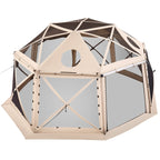 VEVOR Pop up Gazebo Screen Tent, 4.57 x 4.57 m, 13-Sided Spherical Camping Canopy Tent with Removable Top & Carry Bag, Quick-Set & Bite-Proof, Screen House Sun Shelter for 12-15 Persons, Beige