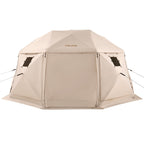 VEVOR Pop up Gazebo Screen Tent, 4.57 x 4.57 m, 13-Sided Spherical Camping Canopy Tent with Removable Top & Carry Bag, Quick-Set & Bite-Proof, Screen House Sun Shelter for 12-15 Persons, Beige