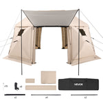 VEVOR Pop up Gazebo Screen Tent, 4.57 x 4.57 m, 13-Sided Spherical Camping Canopy Tent with Removable Top & Carry Bag, Quick-Set & Bite-Proof, Screen House Sun Shelter for 12-15 Persons, Beige
