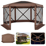 VEVOR Pop up Gazebo Screen Tent, 3.6 x 3.6 m Large 6-Sided Camping Canopy Tent with Removable Top & Carry Bag, Quick-Set & Bite-Proof, Screen House Sun Shelter for 8-10 Persons Backyard Patio, Brown