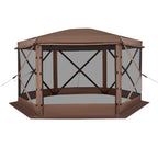 VEVOR Pop up Gazebo Screen Tent, 3.6 x 3.6 m Large 6-Sided Camping Canopy Tent with Removable Top & Carry Bag, Quick-Set & Bite-Proof, Screen House Sun Shelter for 8-10 Persons Backyard Patio, Brown
