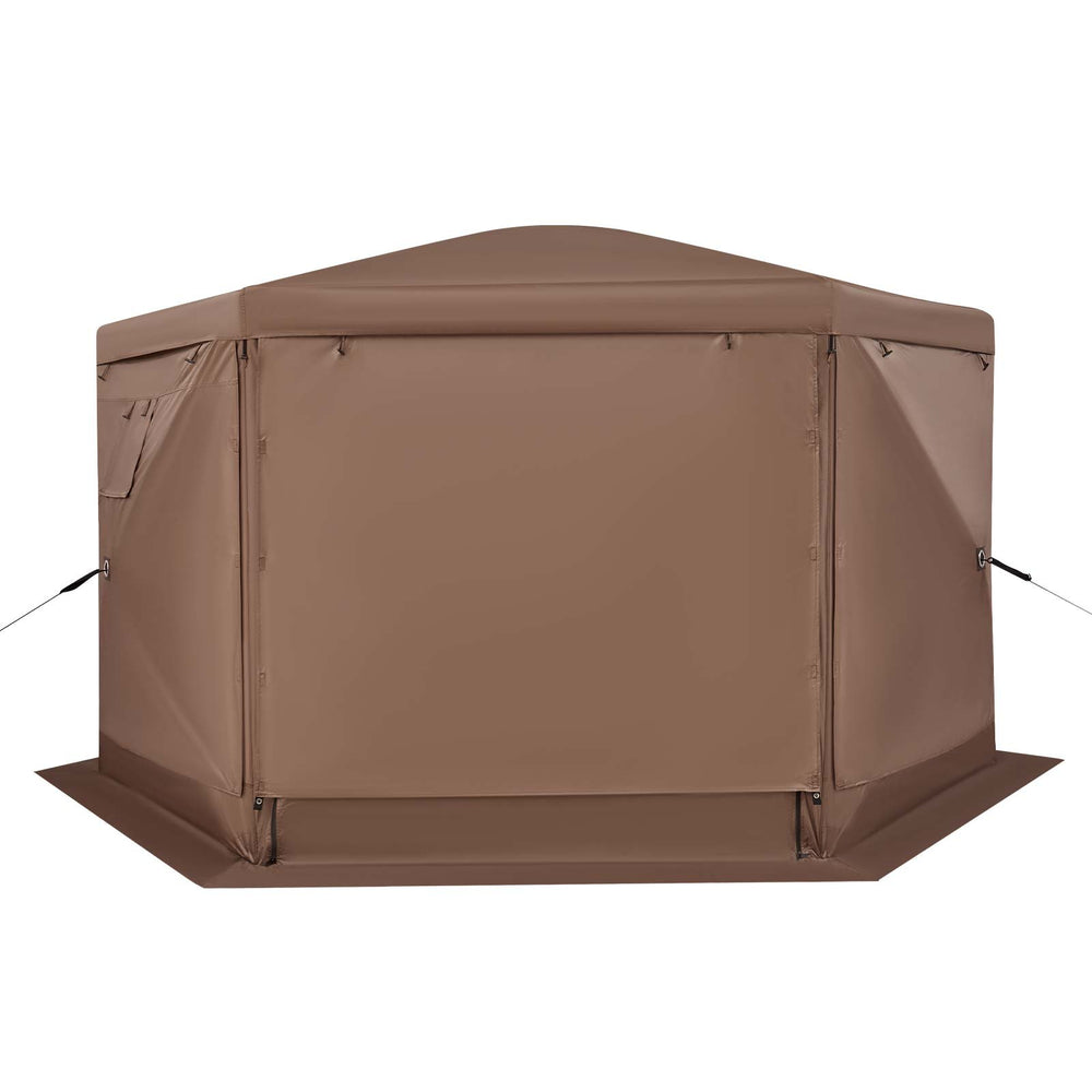 VEVOR Pop up Gazebo Screen Tent, 3.6 x 3.6 m Large 6-Sided Camping Canopy Tent with Removable Top & Carry Bag, Quick-Set & Bite-Proof, Screen House Sun Shelter for 8-10 Persons Backyard Patio, Brown