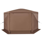 VEVOR Pop up Gazebo Screen Tent, 3.6 x 3.6 m Large 6-Sided Camping Canopy Tent with Removable Top & Carry Bag, Quick-Set & Bite-Proof, Screen House Sun Shelter for 8-10 Persons Backyard Patio, Brown