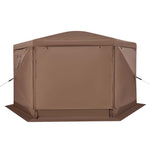 VEVOR Pop up Gazebo Screen Tent, 3.6 x 3.6 m Large 6-Sided Camping Canopy Tent with Removable Top & Carry Bag, Quick-Set & Bite-Proof, Screen House Sun Shelter for 8-10 Persons Backyard Patio, Brown