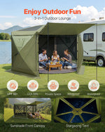 VEVOR Pop up Gazebo Screen Tent, 3x3 m Large 6-Sided Camping Canopy Tent with Removable Top & Carry Bag, Quick-Set & Bite-Proof, Screen House Sun Shelter for 6-8 Persons Backyard Patio, Green