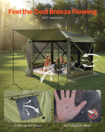 VEVOR Pop up Gazebo Screen Tent, 3x3 m Large 6-Sided Camping Canopy Tent with Removable Top & Carry Bag, Quick-Set & Bite-Proof, Screen House Sun Shelter for 6-8 Persons Backyard Patio, Green