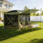 VEVOR Pop up Gazebo Screen Tent, 3x3 m Large 6-Sided Camping Canopy Tent with Removable Top & Carry Bag, Quick-Set & Bite-Proof, Screen House Sun Shelter for 6-8 Persons Backyard Patio, Green