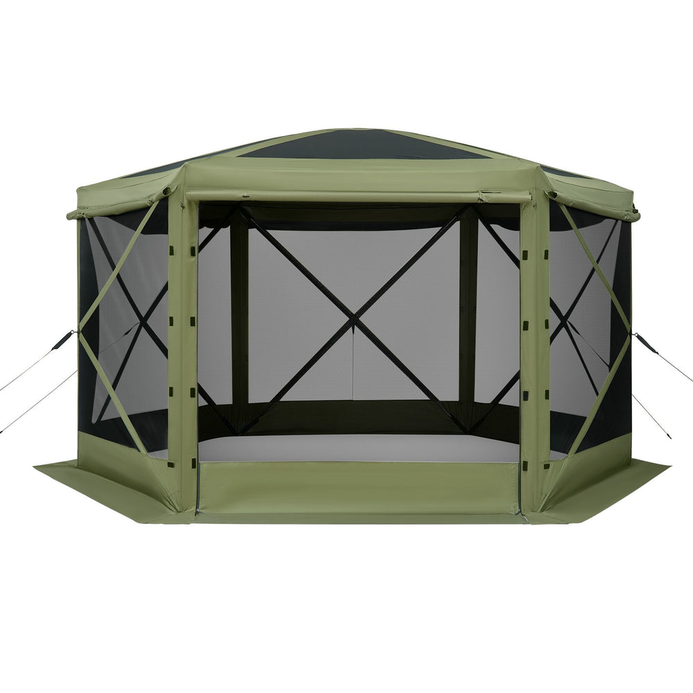 VEVOR Pop up Gazebo Screen Tent, 3x3 m Large 6-Sided Camping Canopy Tent with Removable Top & Carry Bag, Quick-Set & Bite-Proof, Screen House Sun Shelter for 6-8 Persons Backyard Patio, Green