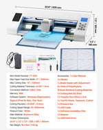 VEVOR Cutting Machine, Automatic Edge Detection Vinyl Cutter Machine with Design Software and Materials, Compatible with Multiple File Formats, for Creating Customized DIY Crafts, Cards, Stickers