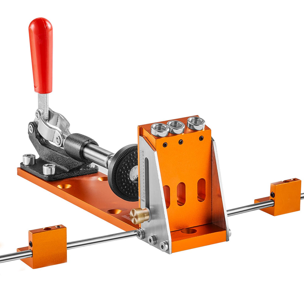 VEVOR Pocket Hole Jig Kit, 34 Pcs Pocket Hole Jig System with 27.9 cm C-clamp, Fixture, Step Drills, Wrenches, Drill Stop Rings, Square Drive Bits, Toolbox, for DIY Carpentry Projects, Adjustable