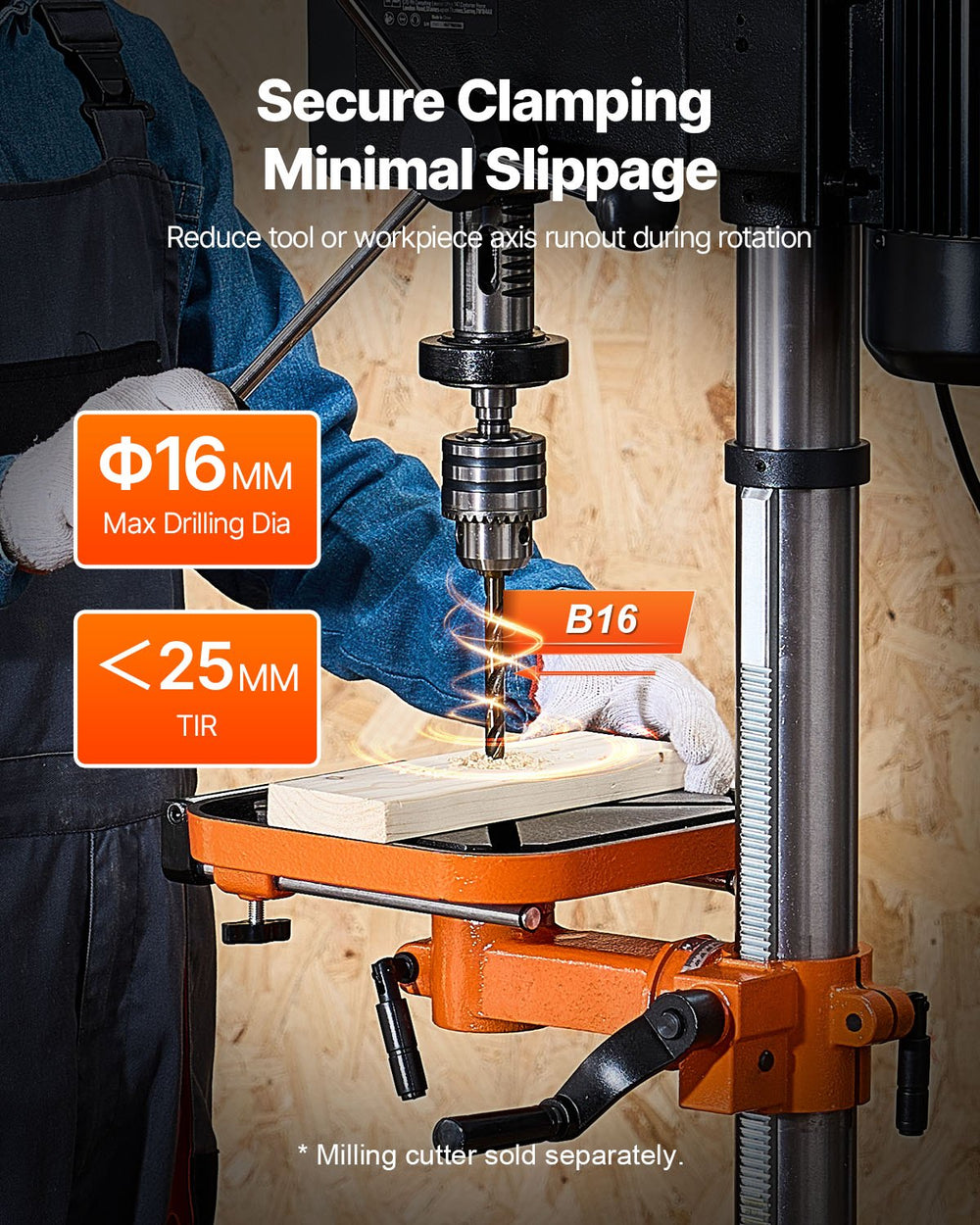 VEVOR 750W Bench Drill Press, 440-2580RPM Continuously Variable Speed ​​Adjustment Drill Press with 0-45° Tilting Work Table, 30.5 cm Swing, X-Ray Positioning