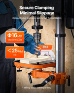 VEVOR 750W Bench Drill Press, 440-2580RPM Continuously Variable Speed ​​Adjustment Drill Press with 0-45° Tilting Work Table, 30.5 cm Swing, X-Ray Positioning