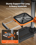 VEVOR 750W Bench Drill Press, 440-2580RPM Continuously Variable Speed ​​Adjustment Drill Press with 0-45° Tilting Work Table, 30.5 cm Swing, X-Ray Positioning