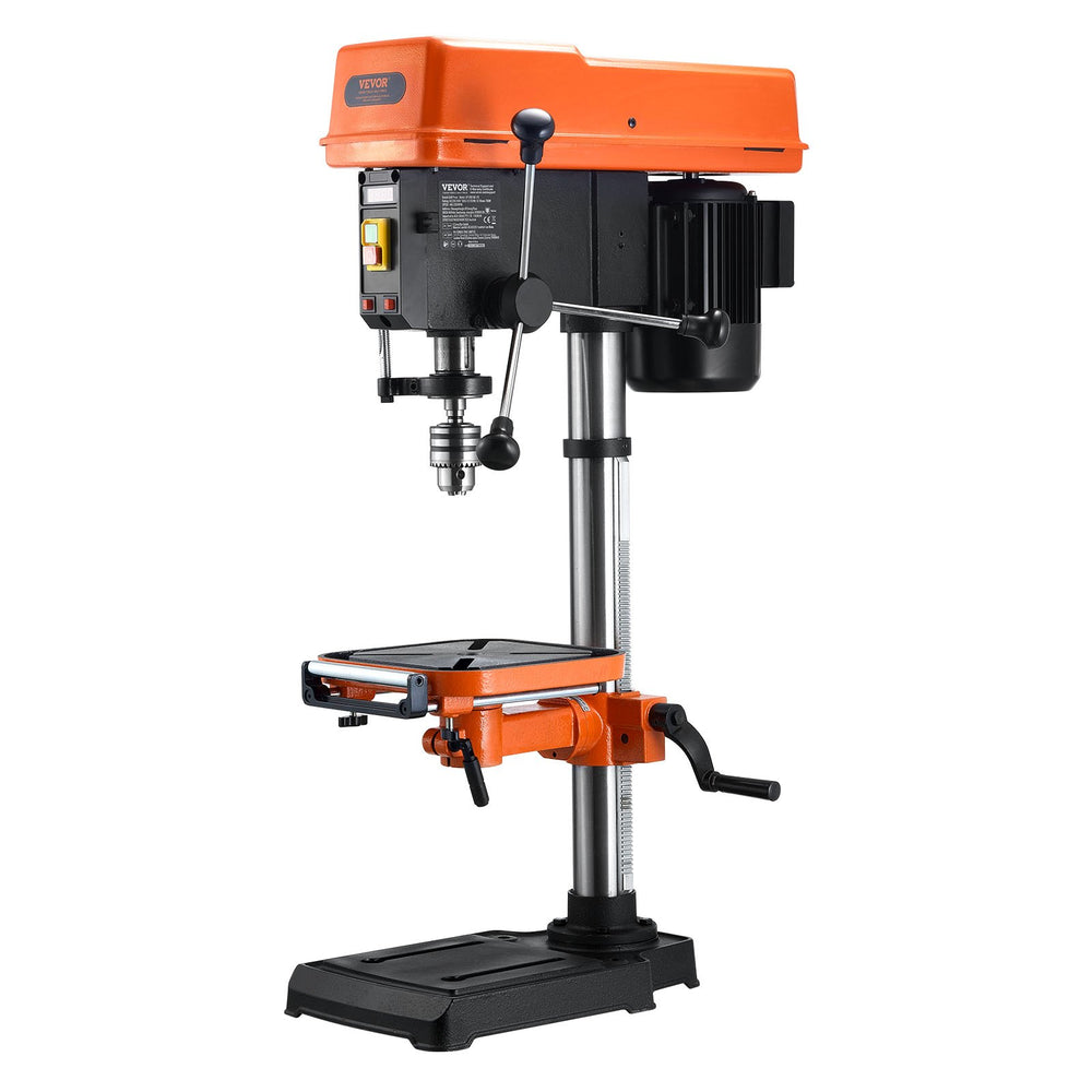 VEVOR 750W Bench Drill Press, 440-2580RPM Continuously Variable Speed ​​Adjustment Drill Press with 0-45° Tilting Work Table, 30.5 cm Swing, X-Ray Positioning