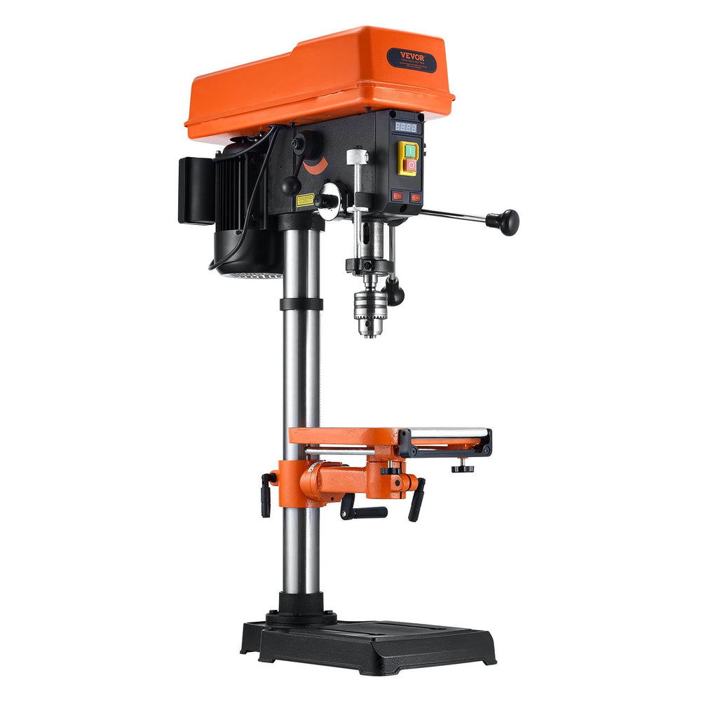 VEVOR 750W Bench Drill Press, 440-2580RPM Continuously Variable Speed ​​Adjustment Drill Press with 0-45° Tilting Work Table, 30.5 cm Swing, X-Ray Positioning