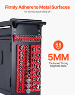 VEVOR Magnetic Socket Organizer Set, 3PCS Magnetic Socket Holder, 1/4'', 3/8'' & 1/2'' SAE Socket Trays with Clear Labels, Hold up to 68PCS Standard & Deep Sockets, Red (Sockets Not Included)
