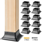 VEVOR 101.6x101.6mm Post Base 10Pcs, Internal 91x91mm Heavy Duty Powder-Coated Steel Post Bracket Fit for Standard Wood Post Anchor, Decking Post Base for Deck Porch Handrail Railing Support