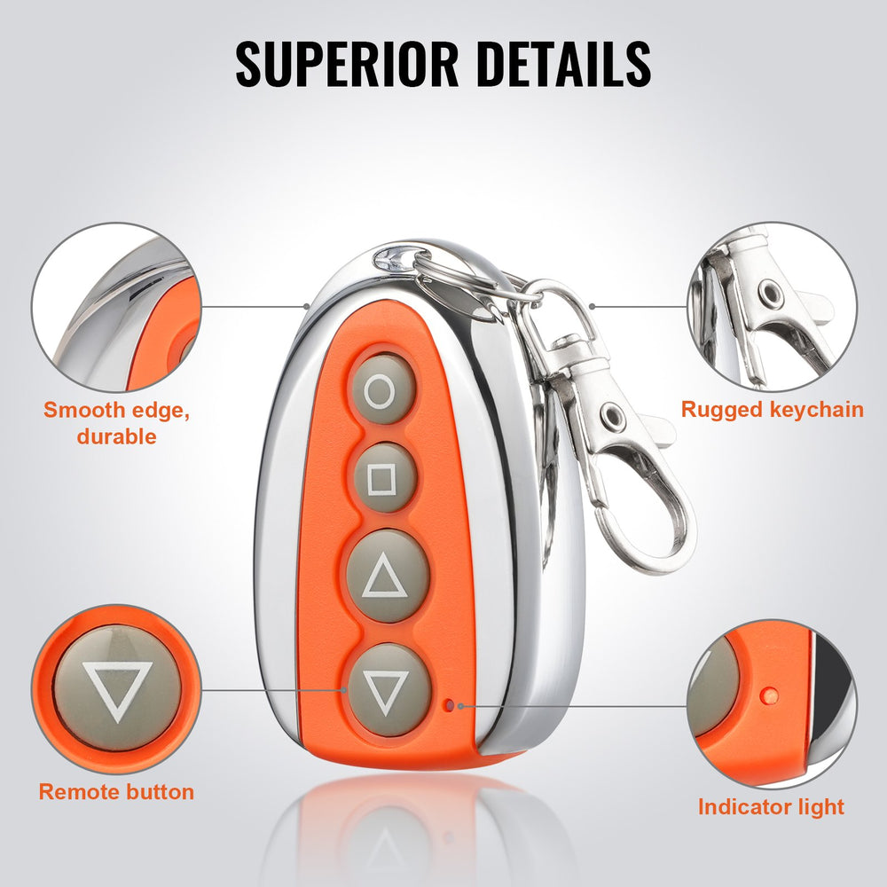 VEVOR Sliding Gate Opener Remote, 40 Meters Range, 4-Button Automatic Gate Opener Remote, Remotes for Garage Door Openers, Multi-Code Electric Rolling Driveway-Gate Closer Smart Key Security Kit