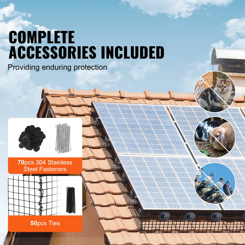 VEVOR 20 x 3048 cm Solar Panel Bird Guard Critter Guard Roll Kit 70pcs Fasteners