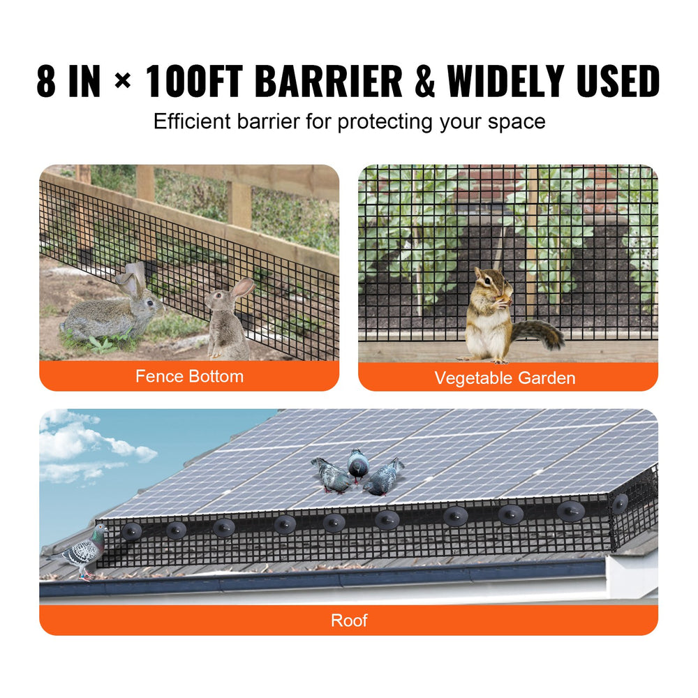 VEVOR 20 x 3048 cm Solar Panel Bird Guard, Critter Guard Roll Kit with Rust-proof PVC Coating, Solar Panel Guard with 50pcs Tire Wires, 12.7 mm Wire Roll Mesh