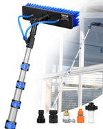 VEVOR Water Fed Pole Kit, 7.3m Solar Panel Cleaning Pole with Extendable Handle, 180° Rotatable Brush Head & 20m Hose, Household & Outdoor Window Cleaner Tool for Caravan Solar Panel Deck