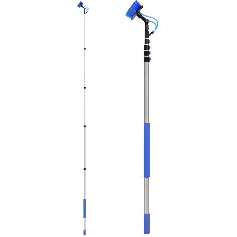 VEVOR Water Fed Pole Kit, 7.3m Solar Panel Cleaning Pole with Extendable Handle, 180° Rotatable Brush Head & 20m Hose, Household & Outdoor Window Cleaner Tool for Caravan Solar Panel Deck