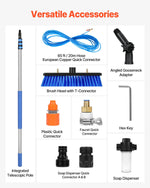 VEVOR Water Fed Pole Kit, 6m Solar Panel Cleaning Pole with Extendable Handle, 180° Rotatable Brush Head & 20m Hose, Household & Outdoor Window Cleaner Tool for Caravan Solar Panel Deck