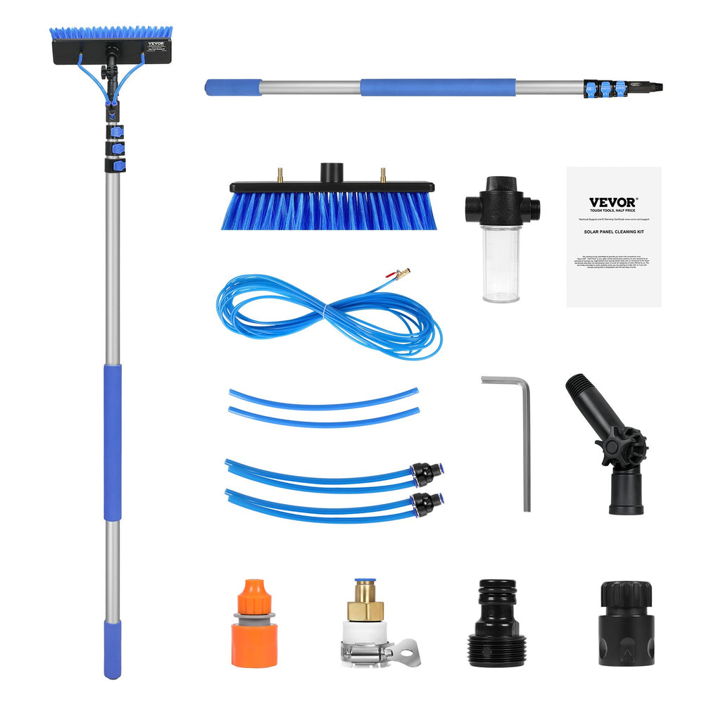 VEVOR Water Fed Pole Kit, 6m Solar Panel Cleaning Pole with Extendable Handle, 180° Rotatable Brush Head & 20m Hose, Household & Outdoor Window Cleaner Tool for Caravan Solar Panel Deck