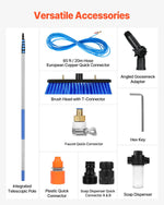 VEVOR Water Fed Pole Kit, 11m Solar Panel Cleaning Pole with Extendable Handle, 180° Rotatable Brush Head & 20m Hose, Household & Outdoor Window Cleaner Tool for Caravan Solar Panel Deck