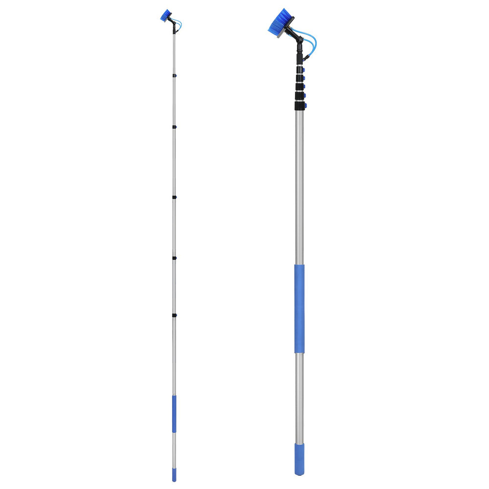 VEVOR Water Fed Pole Kit, 11m Solar Panel Cleaning Pole with Extendable Handle, 180° Rotatable Brush Head & 20m Hose, Household & Outdoor Window Cleaner Tool for Caravan Solar Panel Deck