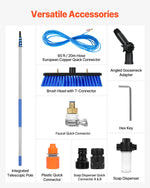 VEVOR Water Fed Pole Kit, 9m Solar Panel Cleaning Pole with Extendable Handle, 180° Rotatable Brush Head & 20m Hose, Household & Outdoor Window Cleaner Tool for Caravan Solar Panel Deck